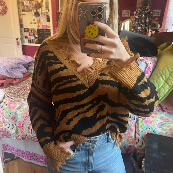 Tiger Sweater | Tiger Striped Sweater - Picture 1 of 8